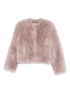 Stand Studio Cropped Faux Fur Jacket With Boxy Silhouette In Pink