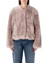 Stand Studio Halle Patchwork Faux Fur Jacket In Pink