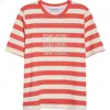 Stand Studio Hallie Organic Cotton Oversize Graphic T-shirt In Watermelon Stripe/fringe