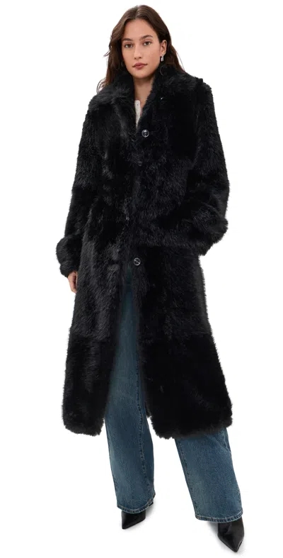 Stand Studio Hana Faux Fur Coat Black