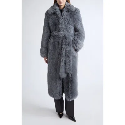Stand Studio Hana Faux Fur Coat In Gray