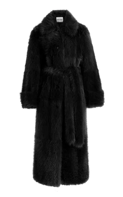Stand Studio Hana Faux Shearling Coat In Black