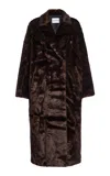 Stand Studio Harper Faux Fur Double-breasted Coat In Brown