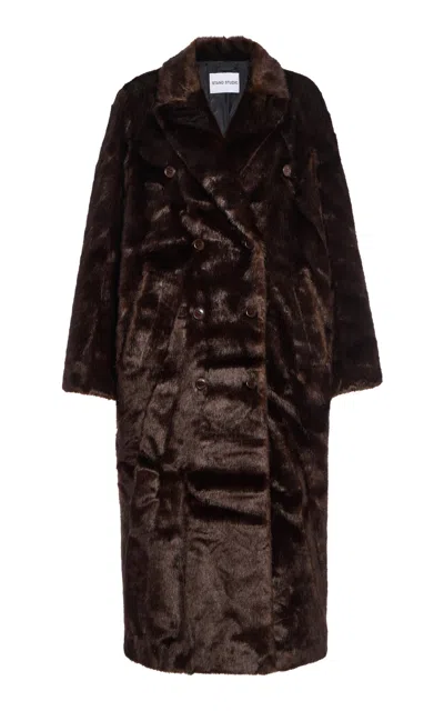 STAND STUDIO HARPER FAUX FUR DOUBLE-BREASTED COAT