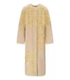 Stand Studio Long Patchwork Eco Fur Coat In Neutral