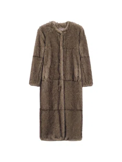 Stand Studio Hilma Faux Fur Long Coat In Grey