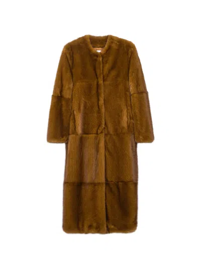 Stand Studio Hilma Patchwork Faux-fur Coat In Brown