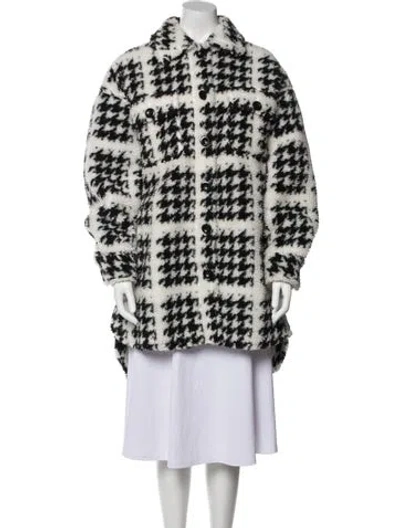 Pre-owned Stand Studio Houndstooth Print Peacoat In Neutral