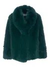 Stand Studio Maria Faux-shearling Long Coat In Green