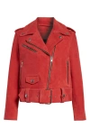 Stand Studio Icon Suede Biker Jacket In Watermelon