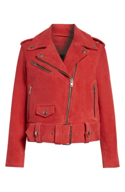 Stand Studio Icon Suede Biker Jacket In Watermelon