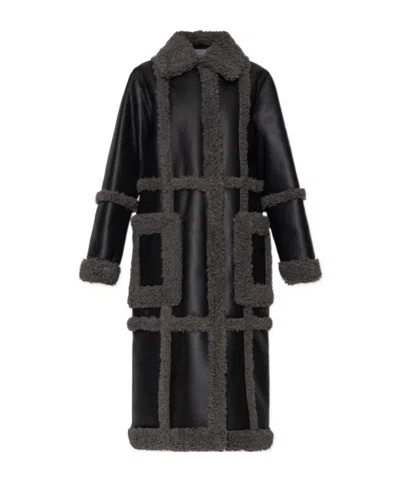 Stand Studio Imitation Fur Coat In Black