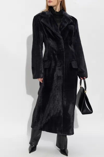 Stand Studio Izzy Faux-fur Maxi Coat In Black