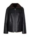Stand Studio Reversible Jacket With High Collar And Plush Lining In Black