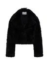 Stand Studio 'samara' Black Crop Jacket In Faux Fur Woman In Black