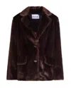 Stand Studio Mid-length Plush Faux Fur Jacket In Brown
