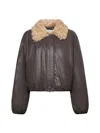 Stand Studio Taupe Fran Faux-leather Bomber Jacket In Mole Brown