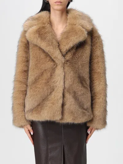 STAND STUDIO FUR COAT STAND STUDIO WOMAN COLOR BEIGE,H58631022