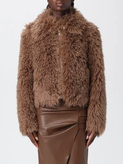 STAND STUDIO FUR COAT STAND STUDIO WOMAN COLOR BROWN,H46896032