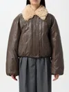 Stand Studio Taupe Fran Faux-leather Bomber Jacket In Braun
