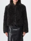 Stand Studio Plush Faux Fur Cropped Coat In Black