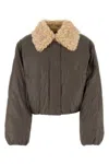 Stand Studio Brown Synthetic Leather Fran Padded Jacket In Brown