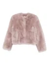 Stand Studio Halle Patchwork Faux Fur Jacket In Pink