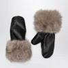 Stand Studio Jane Gloves In Leather And Fur In Black