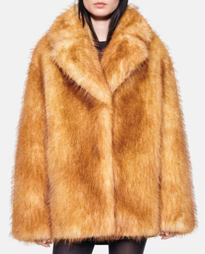 Stand Studio Women's Short Janice Coat In Faux Fur In Brown