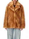 Stand Studio Women's Short Janice Coat In Faux Fur In Natural Yellow