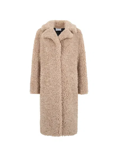 Stand Studio Jazmin Faux-shearling Single-breasted Coat In Brown