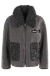 Stand Studio Womens Smoke Grey Joann Zip-pockets Relaxed-fit Faux-shearling Jacket