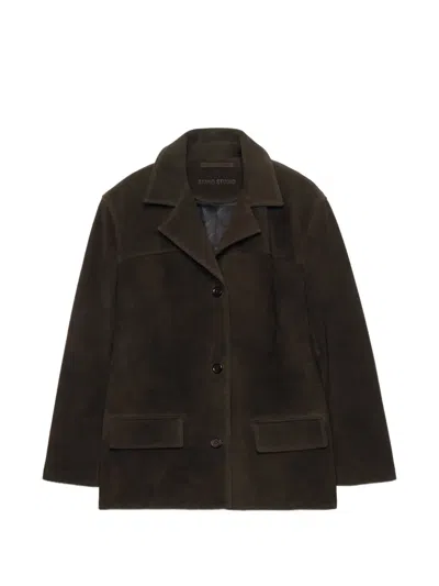 Stand Studio Jude Buttoned Suede Jacket In Brown
