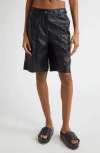 Stand Studio Julieta High Waist Faux Leather Bermuda Shorts In Black