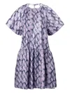 Stand Studio Kaitlyn Snake-print Tiered Mini Dress In Blue