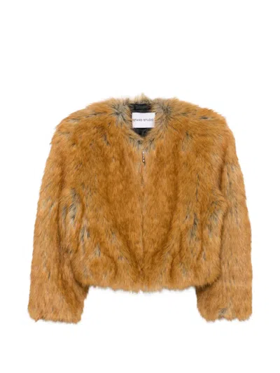 Stand Studio Karley Faux-fur Coat In Gold