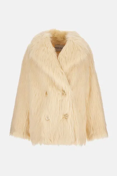 Stand Studio Katalina Faux Fur Coat In Neutral