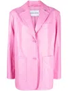 Stand Studio Resort Single-breasted Suede Blazer In Pink