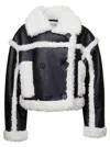 Stand Studio Shearling Trim Cropped Jacket In Black
