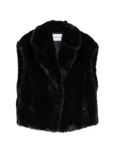 Stand Studio Kinley Faux Fur Vest In Black