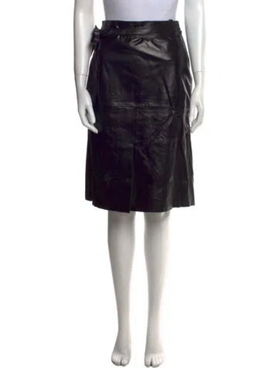 Pre-owned Stand Studio Lamb Leather Knee-length Skirt In Black