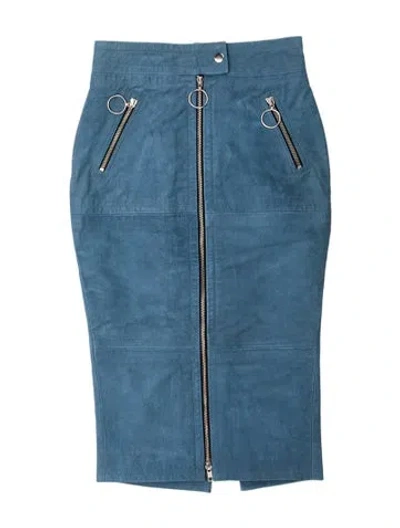 Pre-owned Stand Studio Lamb Leather Knee-length Skirt W/ Tags In Blue