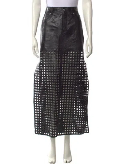 Pre-owned Stand Studio Lamb Leather Midi Length Skirt In Black