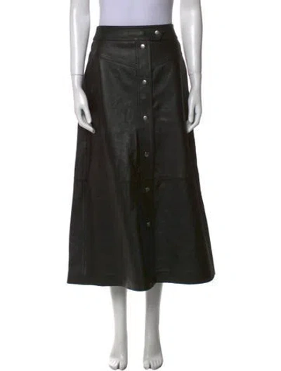 Pre-owned Stand Studio Lamb Leather Midi Length Skirt In Black