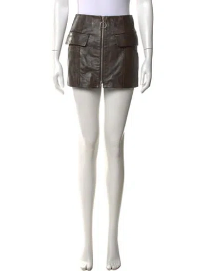 Pre-owned Stand Studio Lamb Leather Mini Skirt In Brown