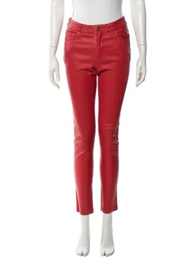 Pre-owned Stand Studio Lamb Leather Skinny Leg Pants In Orange
