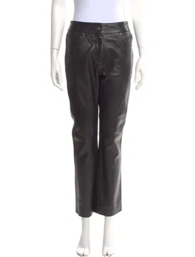 Pre-owned Stand Studio Lamb Leather Straight Leg Pants In Black