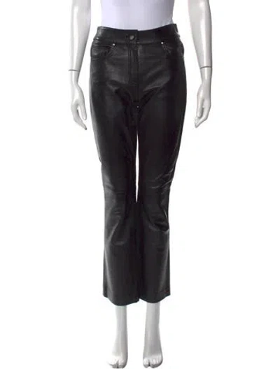 Pre-owned Stand Studio Lamb Leather Straight Leg Pants In Black