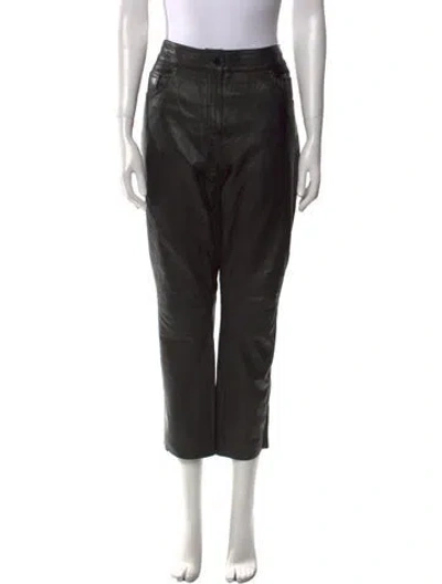 Pre-owned Stand Studio Lamb Leather Straight Leg Pants In Black