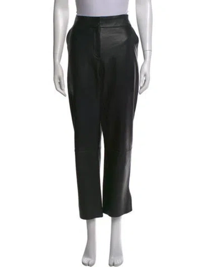Pre-owned Stand Studio Lamb Leather Straight Leg Pants In Black
